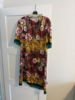Dolce & Gabbana Floral Baroque Midi Dress - Red, Yellow, Green